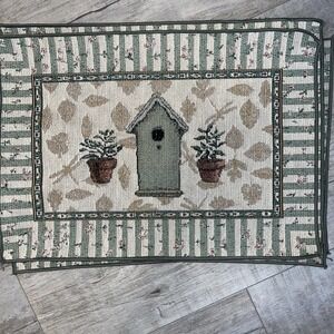 Pfaltzgraff Birdhouse Nature wood Pattern tapestry Placemat Set of 4, Vintage